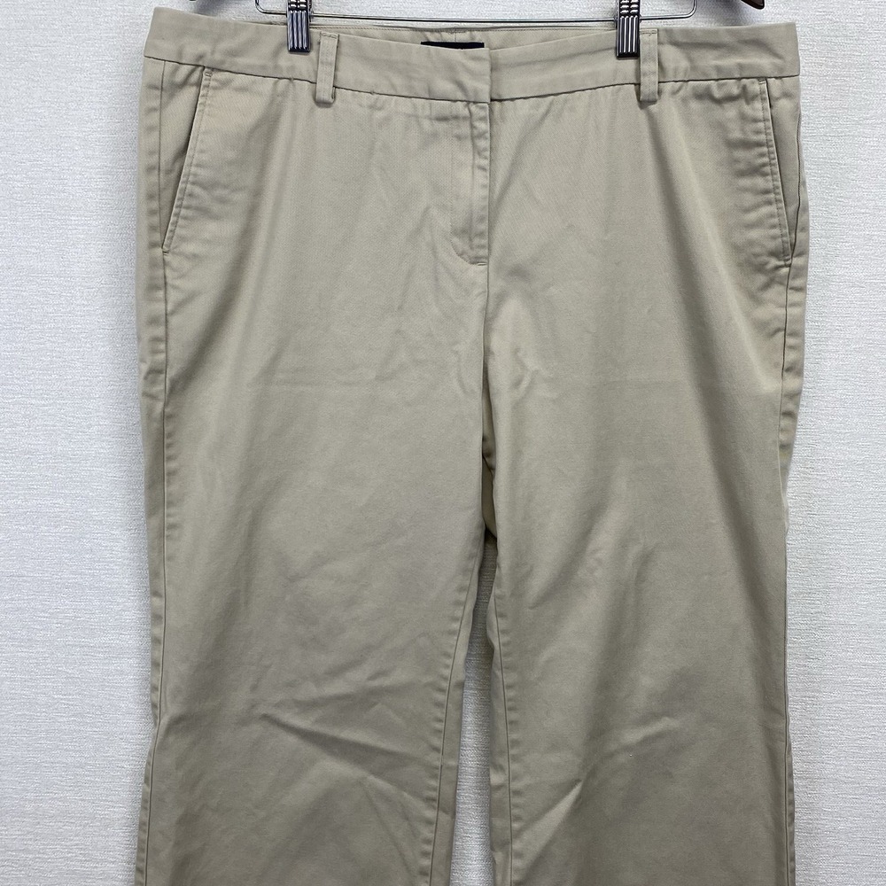 Lands End Chino Crop Pants Womens 18 Khaki Tan Straight Leg Mid Rise 412565